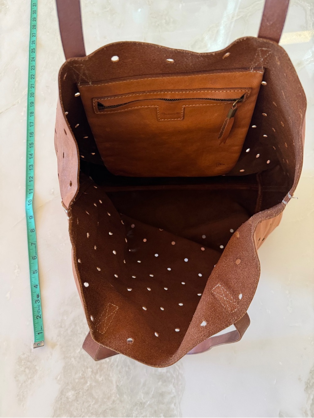 Madewell Perforated Leather Tote in Tan - Picture 6 of 6